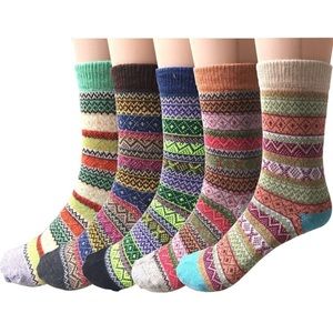 🆕️ 5 Pairs Wool Vintage Soft Cabin Warm Socks